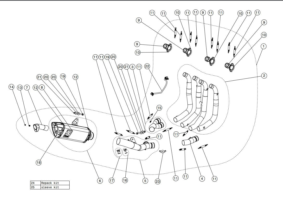 Linha de Evolução Akrapovic (Titânio) Suzuki GSX-R 1000 (17-23) S-S10E3-APLT 