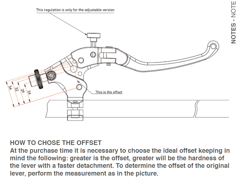 Manete de embreagem com diferentes offsets Bonamici Aprilia RS 660 (20-26) 
